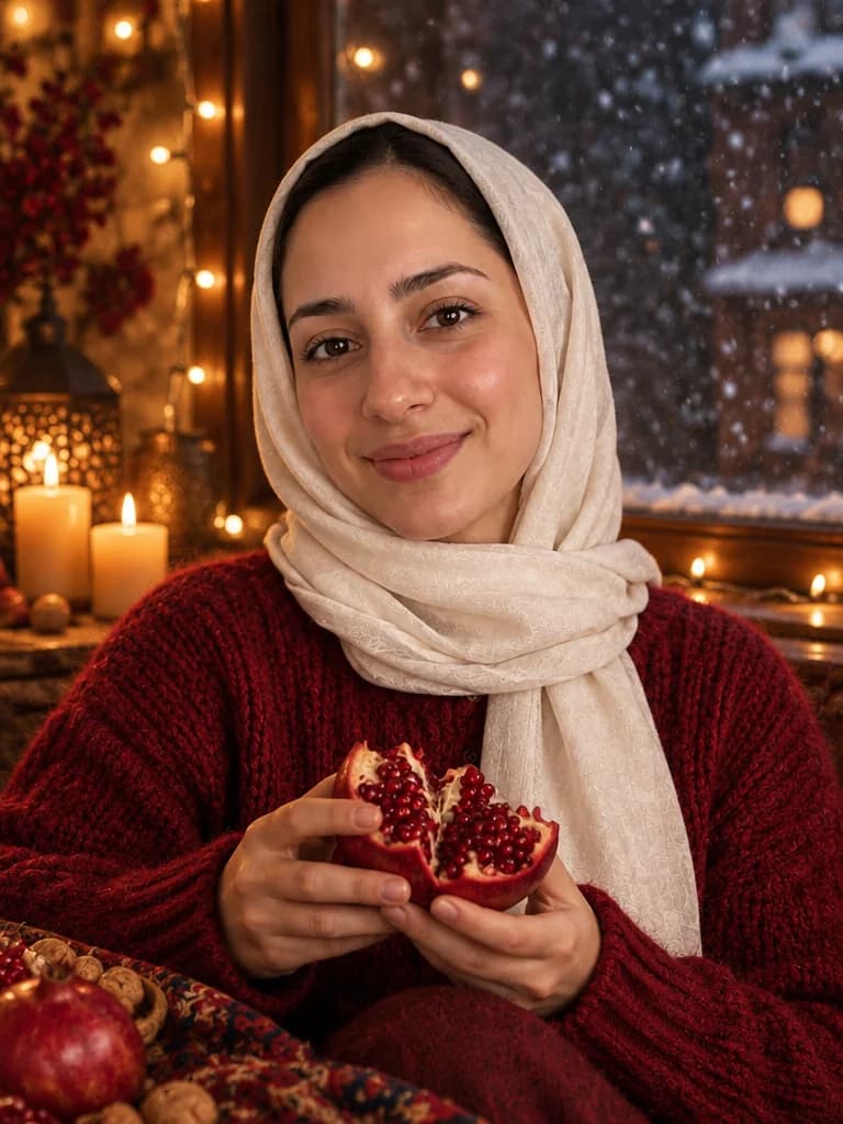 نمونه خروجی پرامپت عکس پروفایل یلدایی