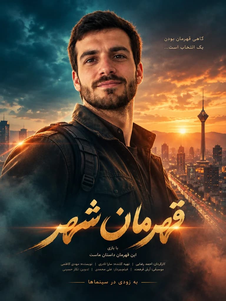 نمونه خروجی پرامپت پوستر فیلم با اسم خودت
